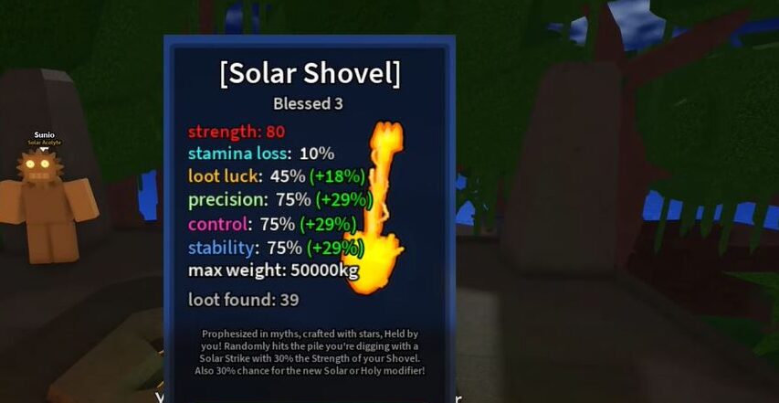 Ultimate Solar Shovel Stats