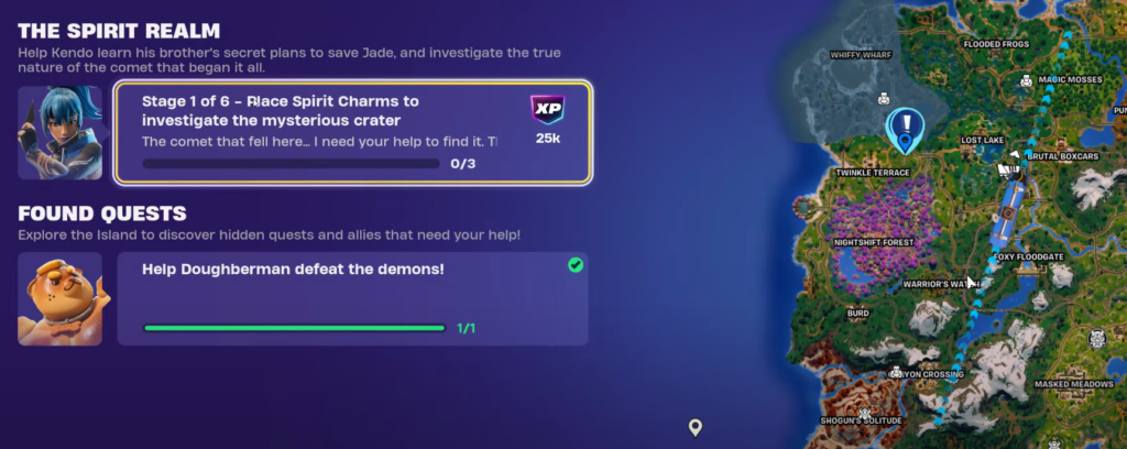 Place Spirit Charms fortnite quest